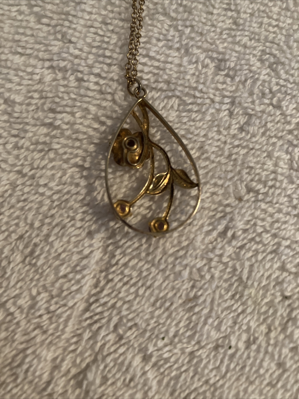 Vtg 1/20 12K Automade Gold Filled CM Purple Stones Pendant 1/20 12k On Sterling