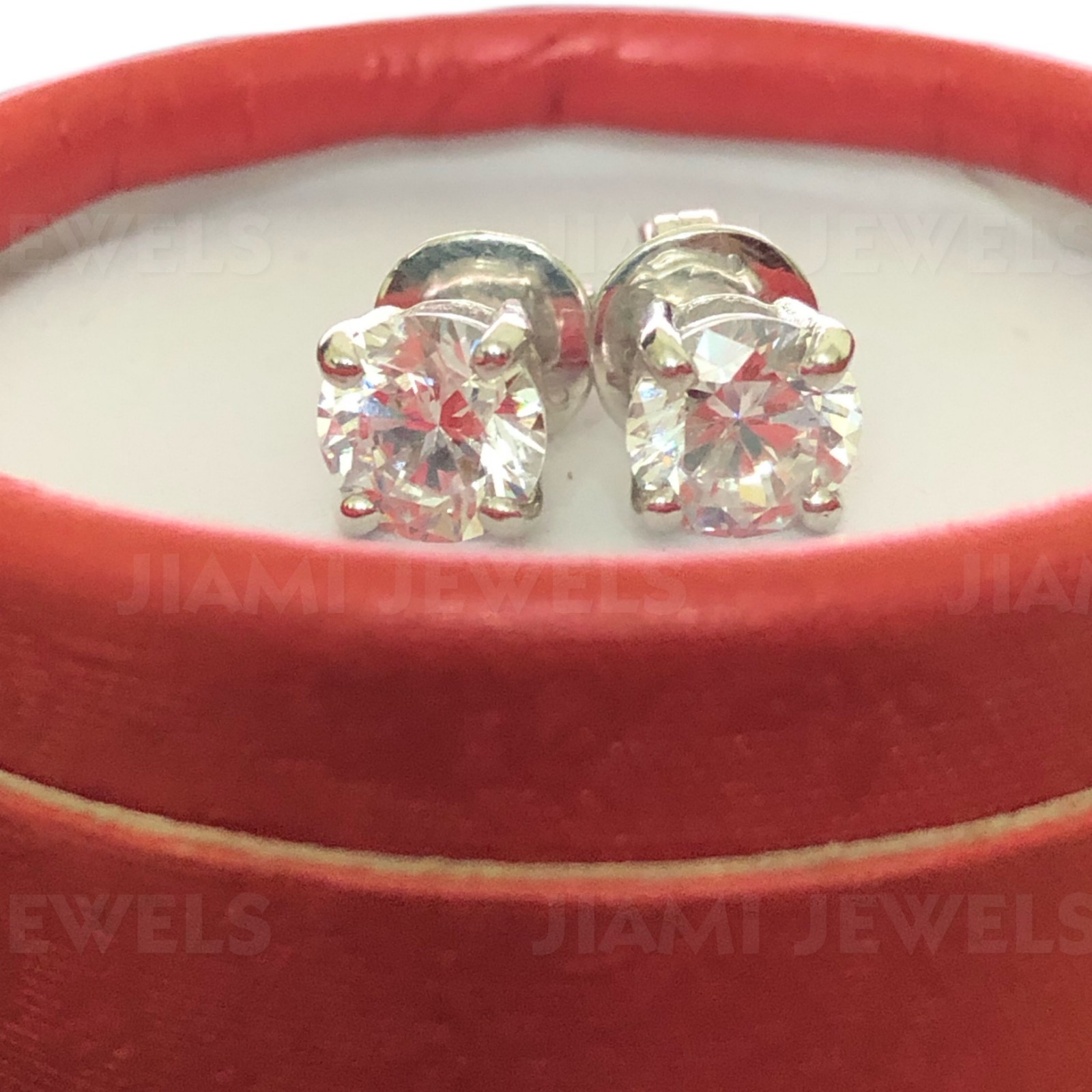 GRA Certified Moissanite Stud Earrings 2.40Ct Round 925 Silver White Gold Finish