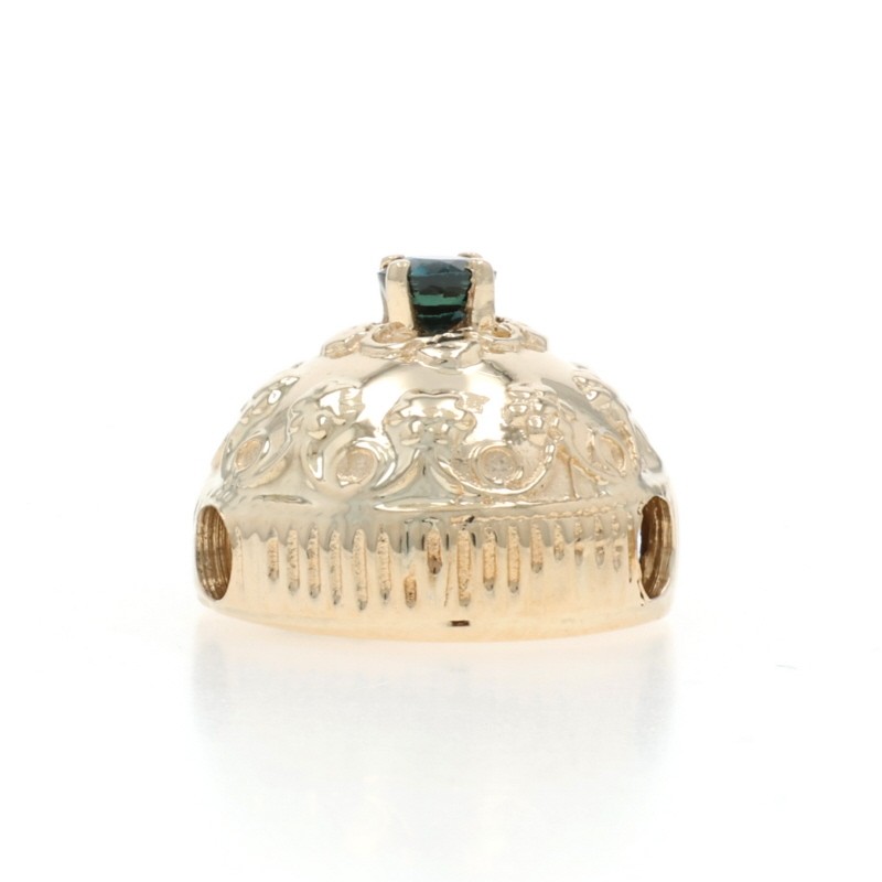 Yellow Gold Sapphire Vintage Solitaire Slide Charm – 14k Round .15ct