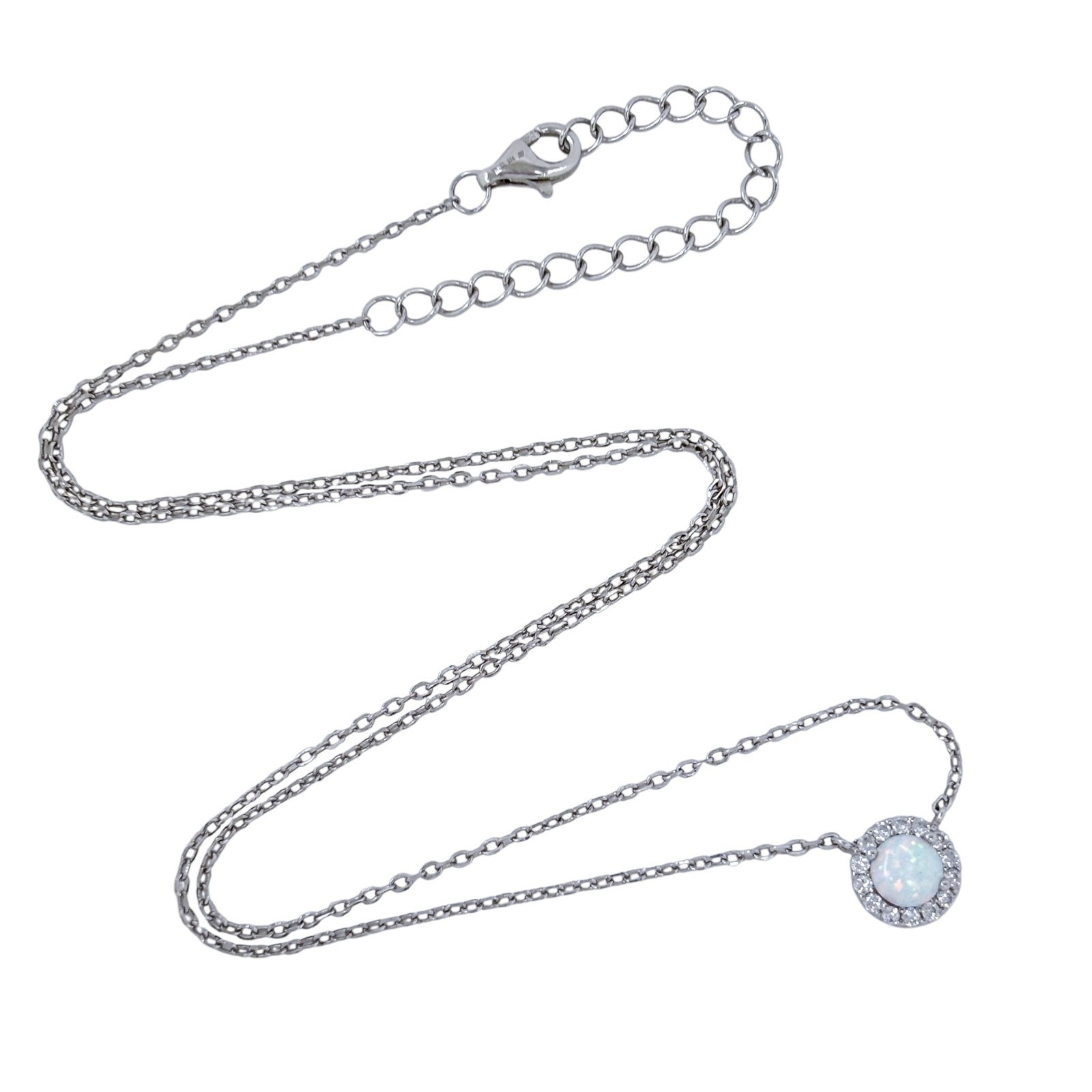 Vintage Sterling Silver 925 Halo Pendant Station Necklace 16″-18″