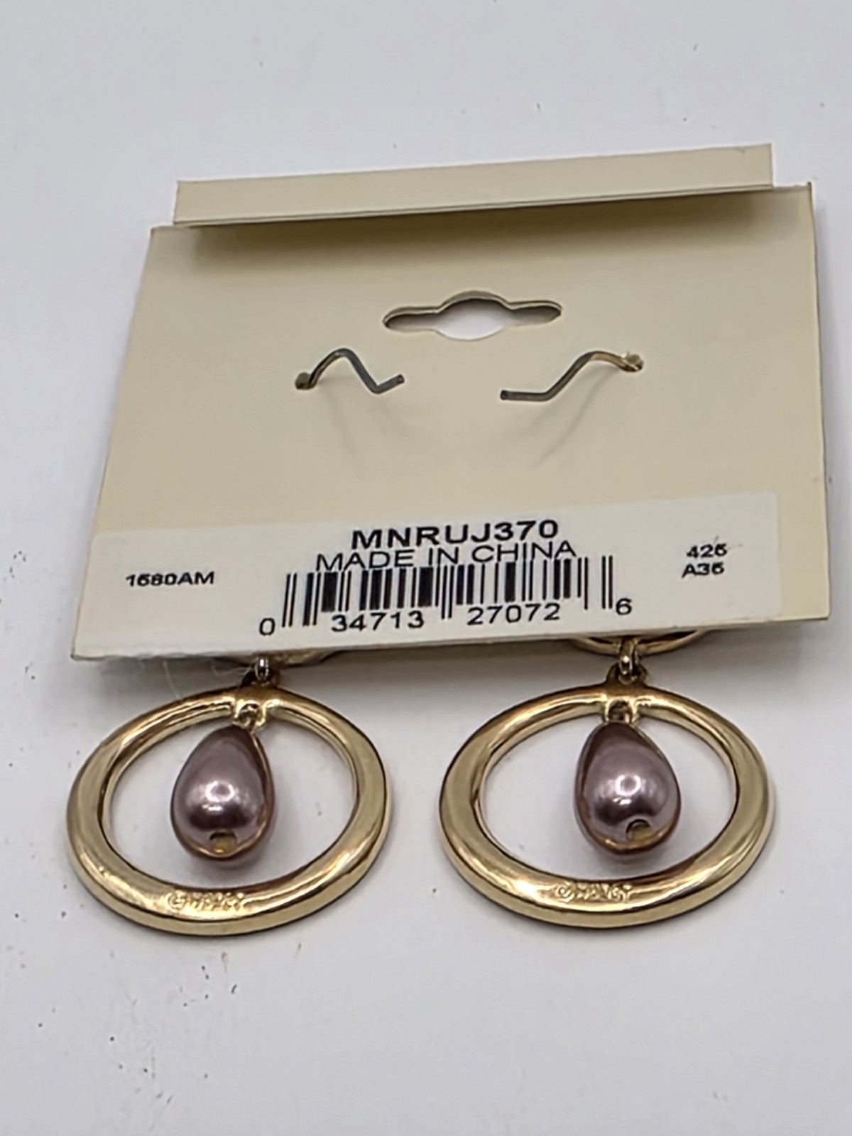 Monet Dangle Drop Gold Tone Beaded Pierced Earrings Never Worn (A)