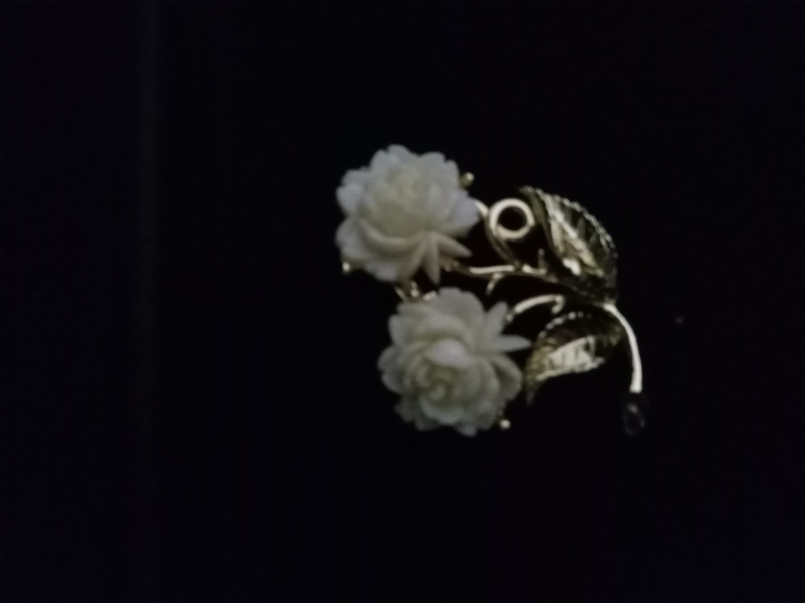 Ivory white and gold color Flower Brooch.