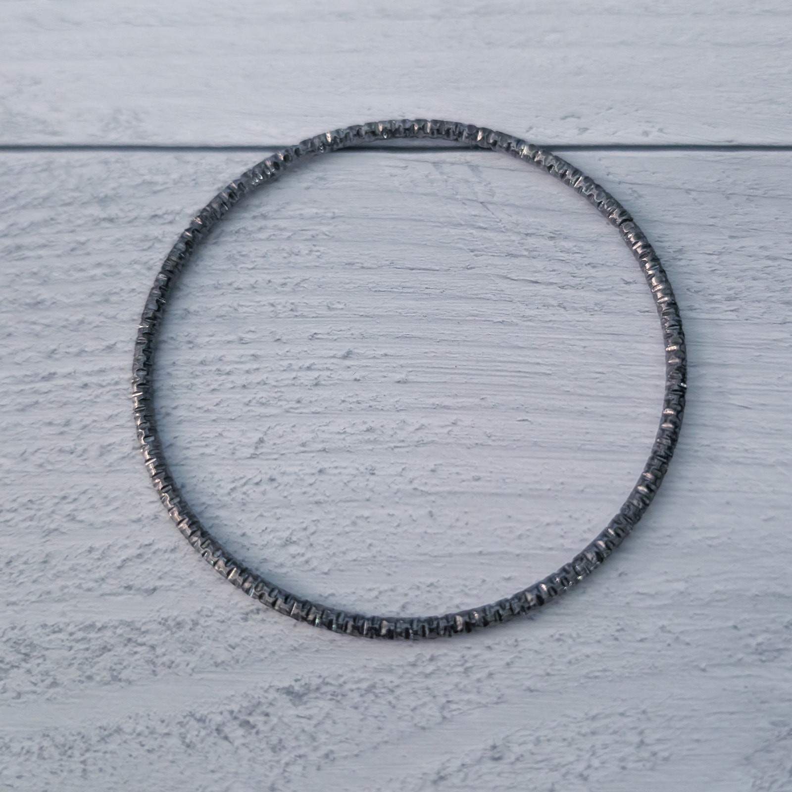 Vintage Bangle – Dark Metal with Pattern – A Bit Over 8.5″
