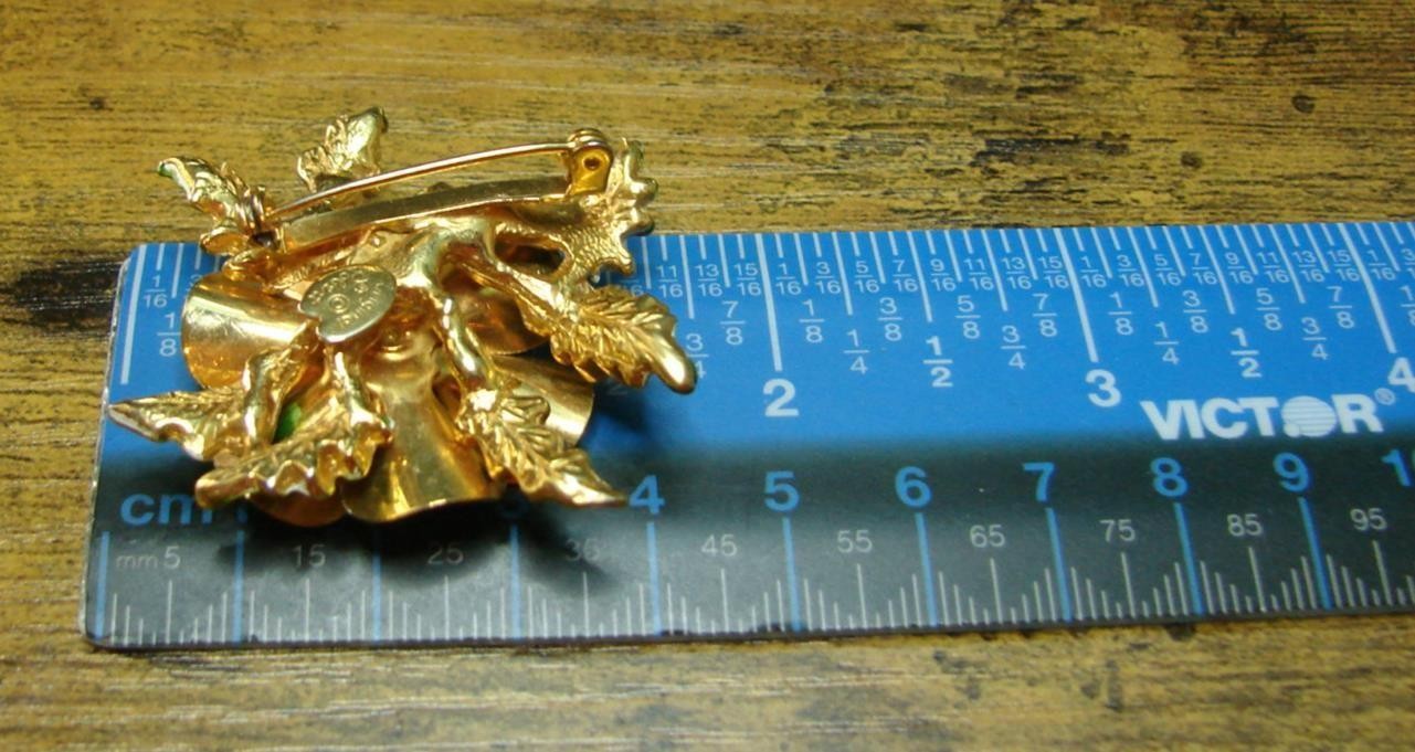 Vintage By Robert Blue Green Yellow Enamel Flower Metal Pin Brooch