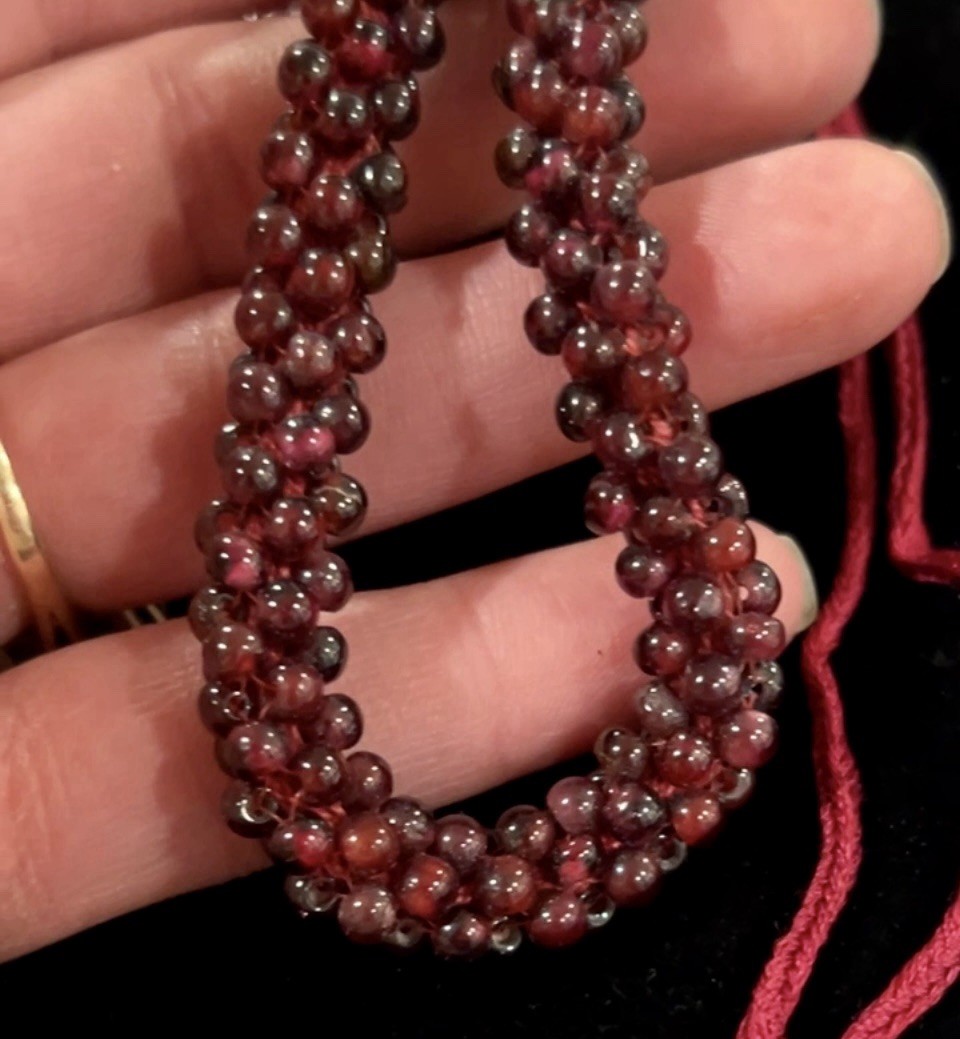 VTG CZECH Bohemisn Hand Made GARNET Rope NECKLACE