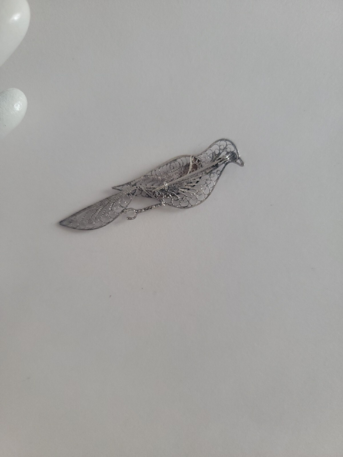 Vintage Cannetille Bird Pin Sterling Silver 925 Filigree