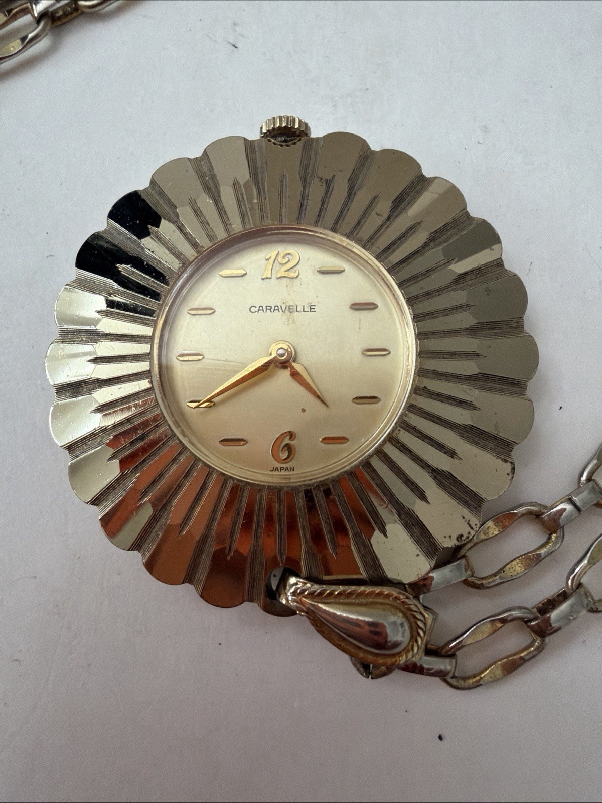 Vintage Caravelle Manual Wind Up Necklace Swiss Made Pendant Watch Works