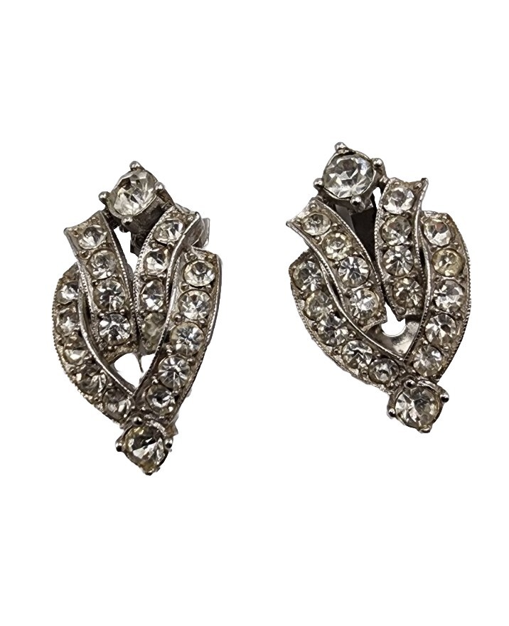 Vintage Art Deco Rhinestone Geometric Luxurious Sparkle Silver Tone Clear Vogue