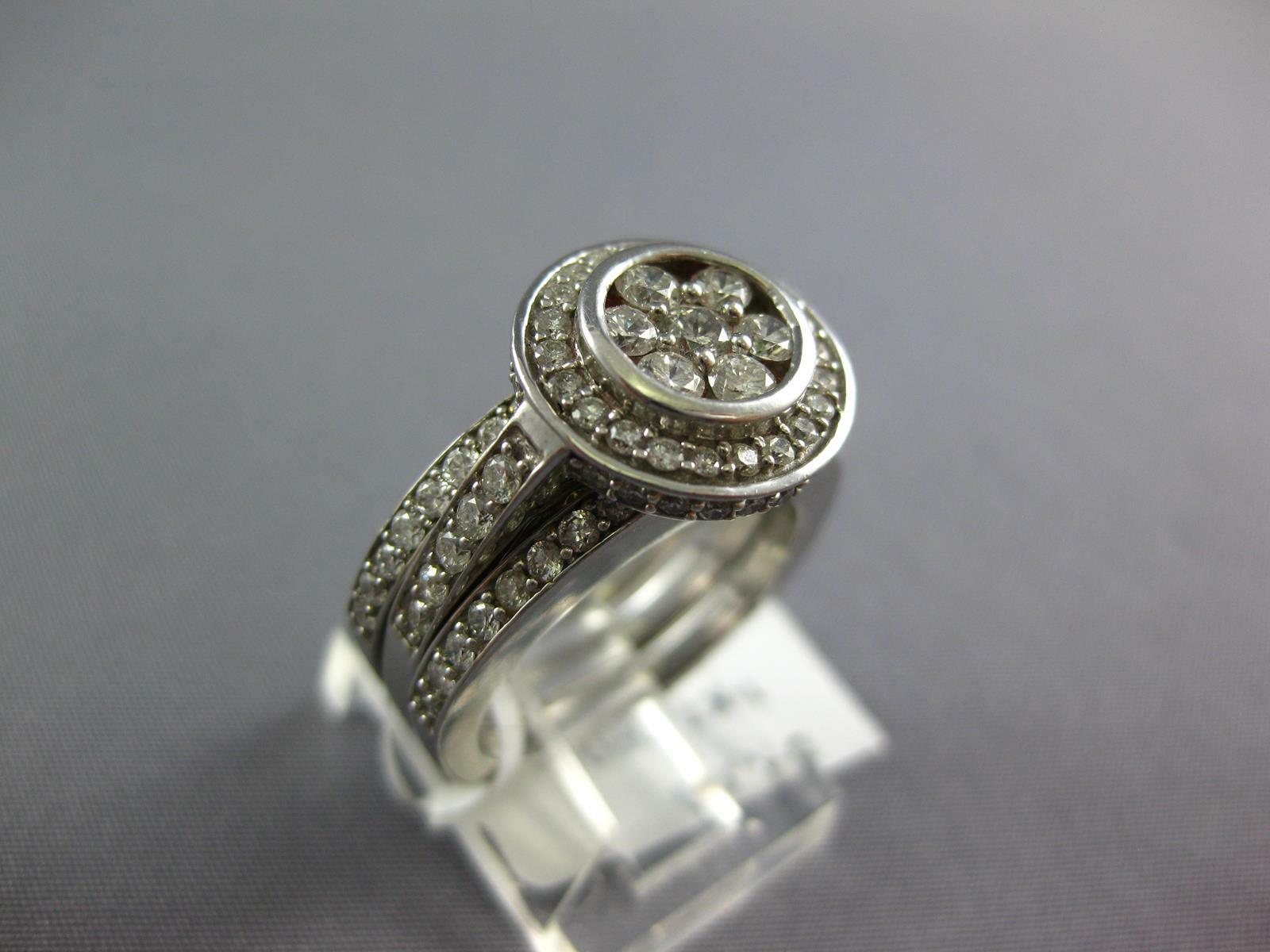 LARGE 1.53CT DIAMOND 14KT 2 TONE GOLD 3D HALO BEZEL ENGAGEMENT WEDDING RING SET