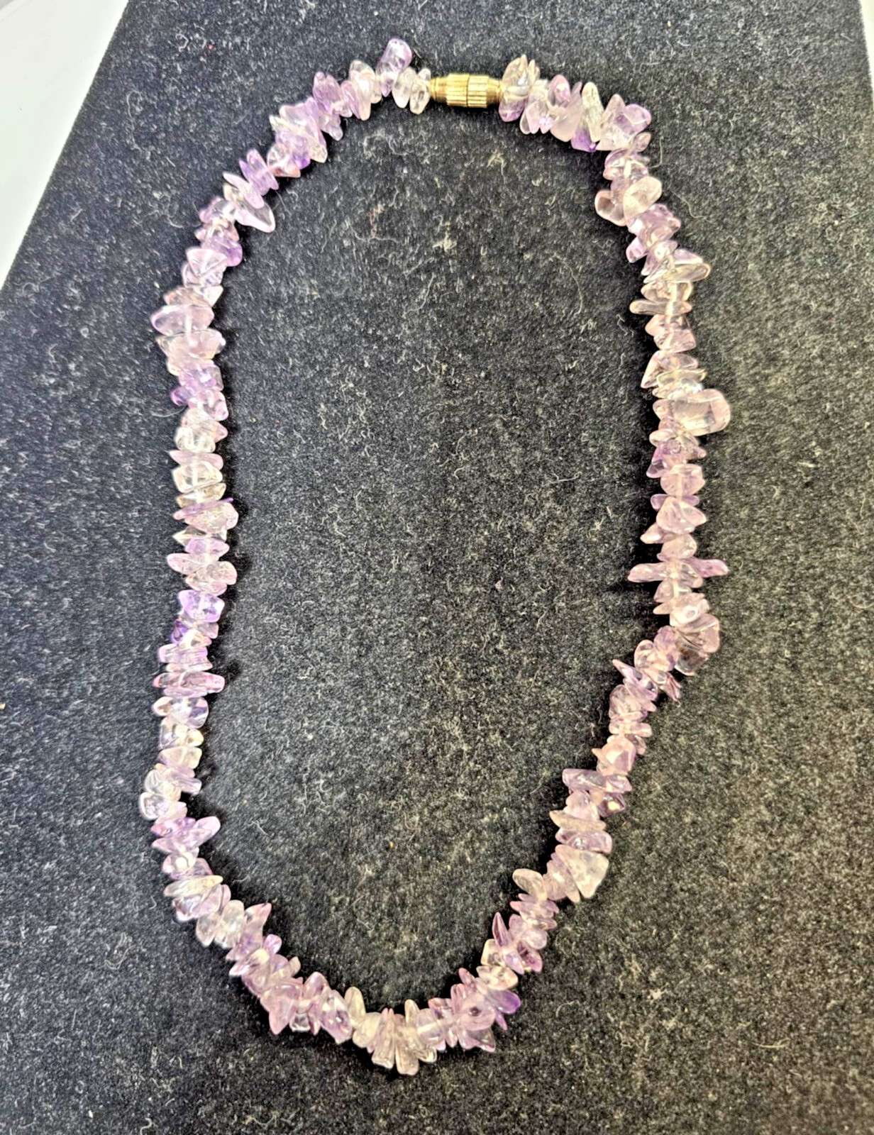 vtg Choker Necklace Amethyst Nugget 16.5in- S88