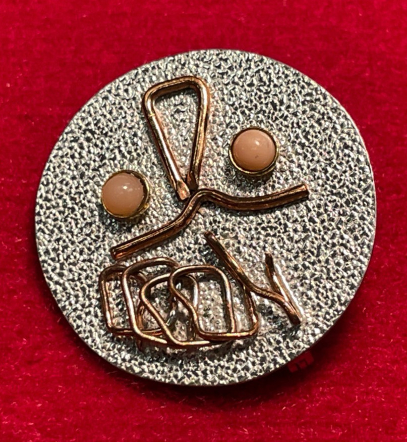 Lot of 2 Vintage Mid-Century Modernist Artisan Brooches – Includes “NERD”