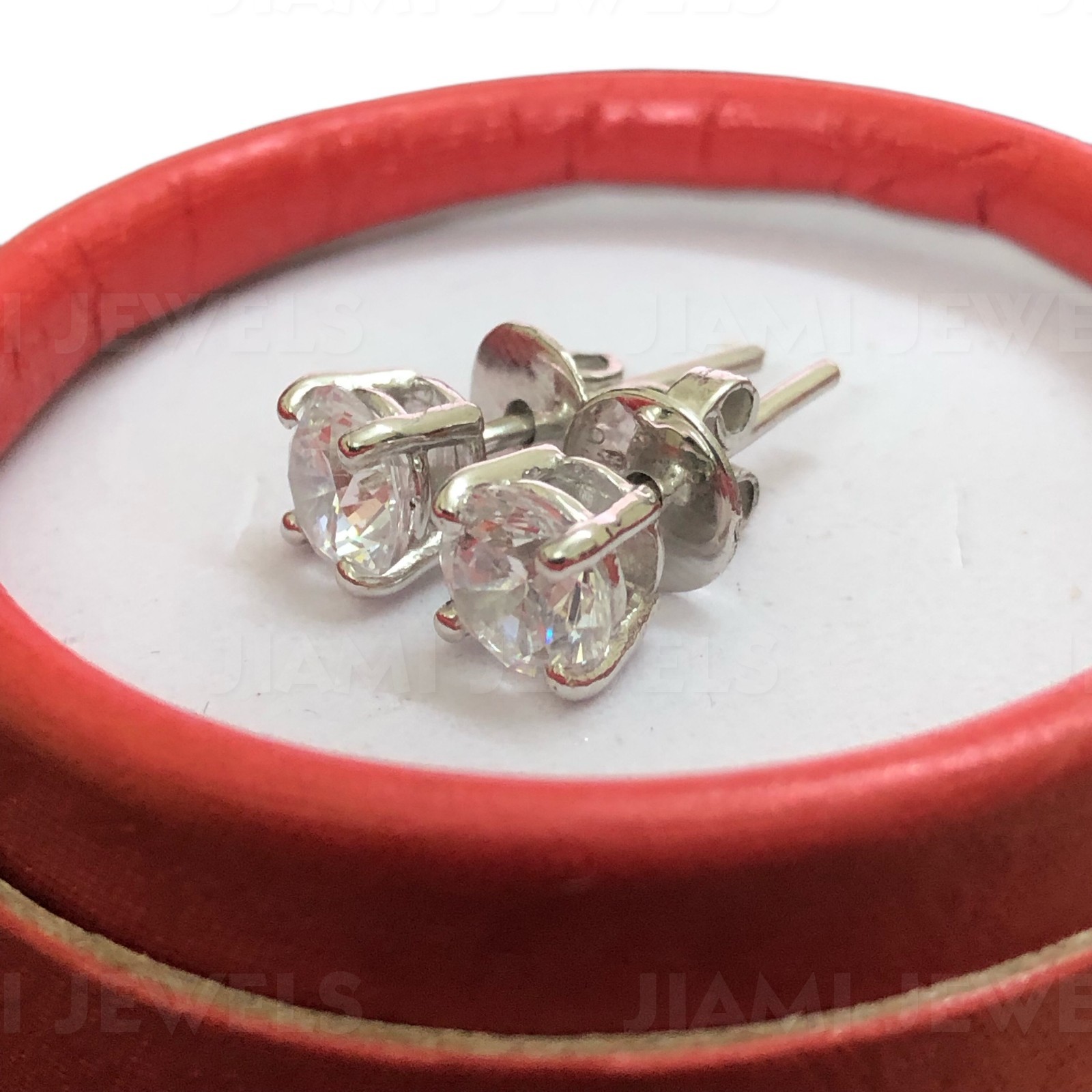 GRA Certified Moissanite Stud Earrings 2.40Ct Round 925 Silver White Gold Finish