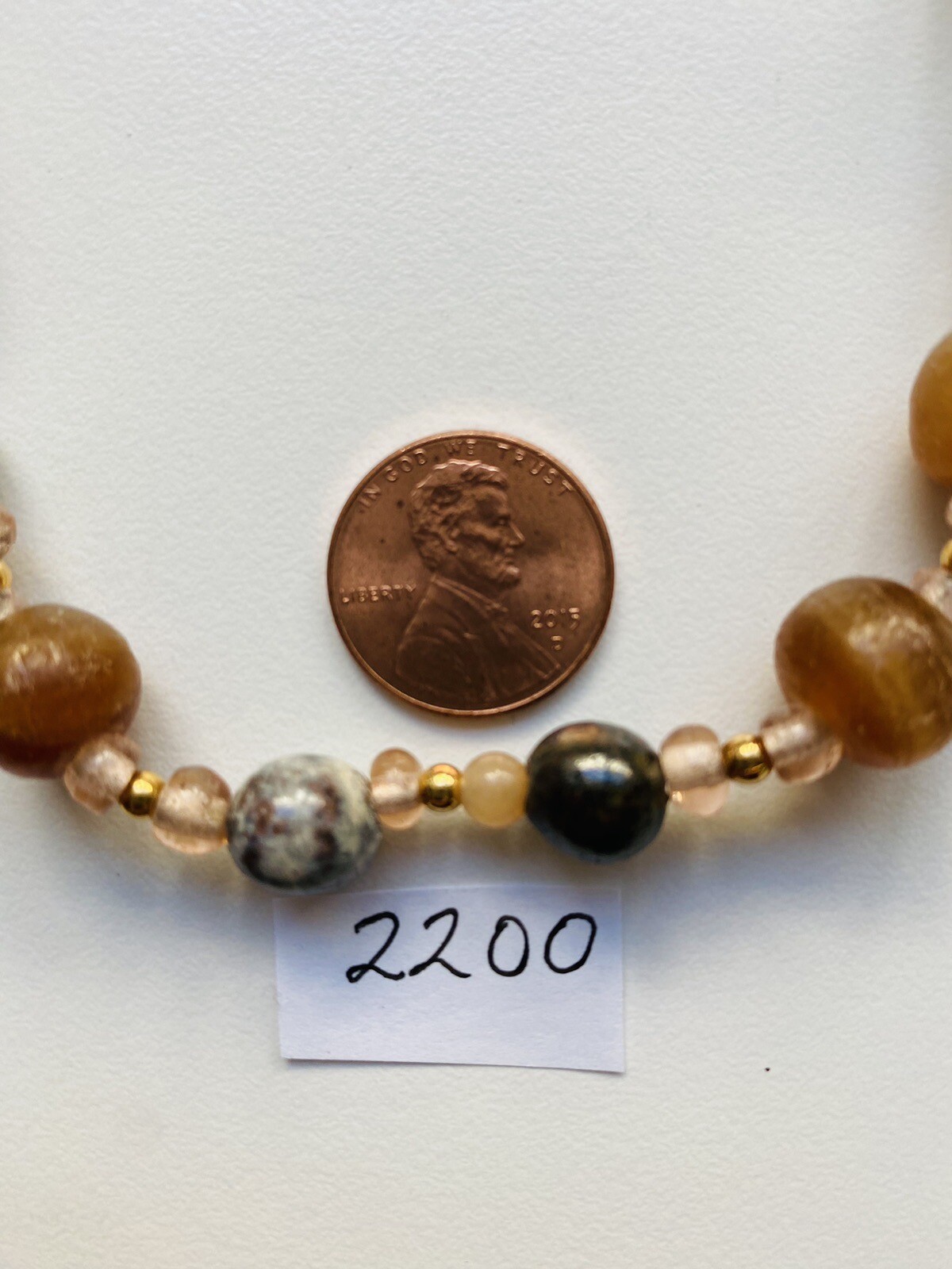Porcelain, Agate and Glass Bead Necklace