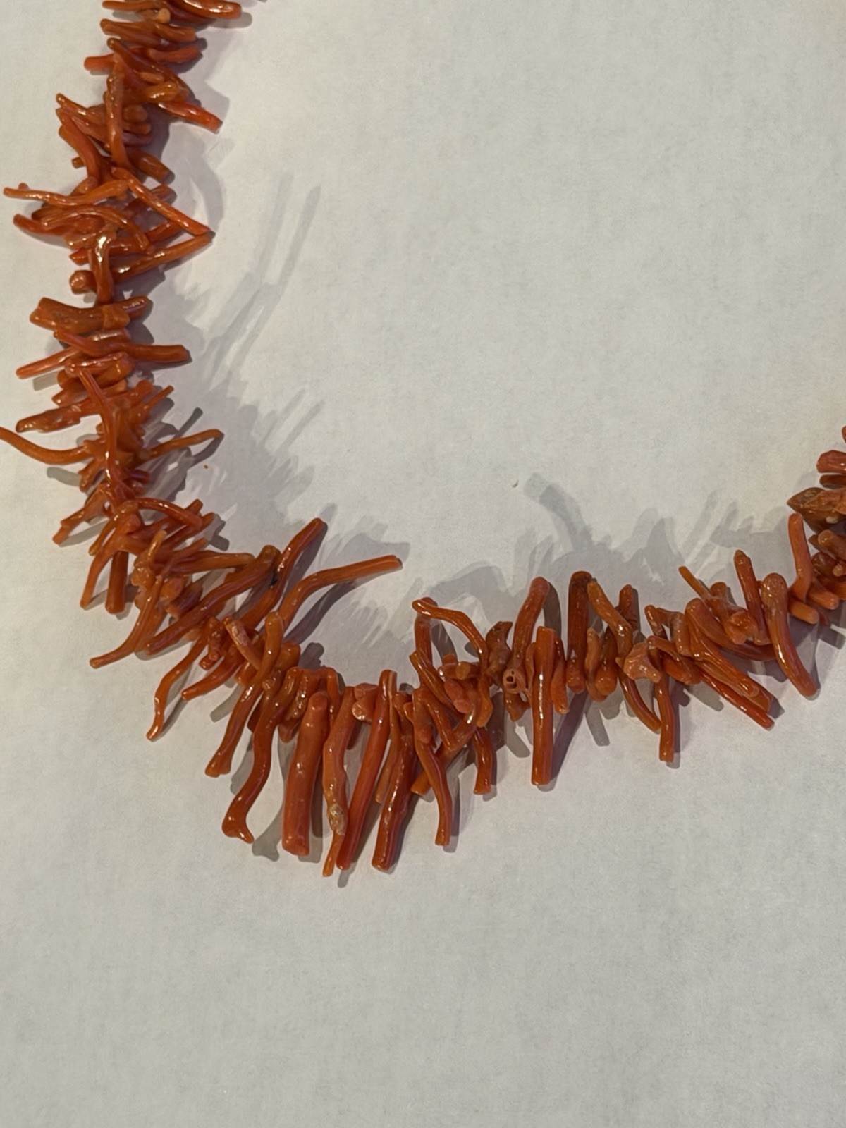 Vintage Genuine Branch Coral Necklace Strand 17” Silver Clasp