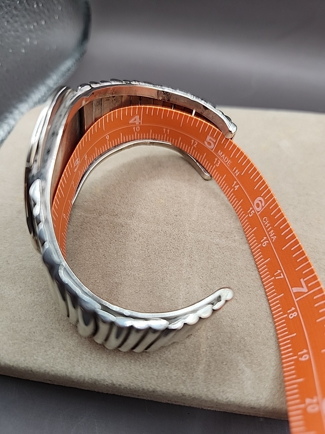 Vintage Navajo Picture Jasper Sterling Silver Cuff Bracelet Small6″ XRF Verified