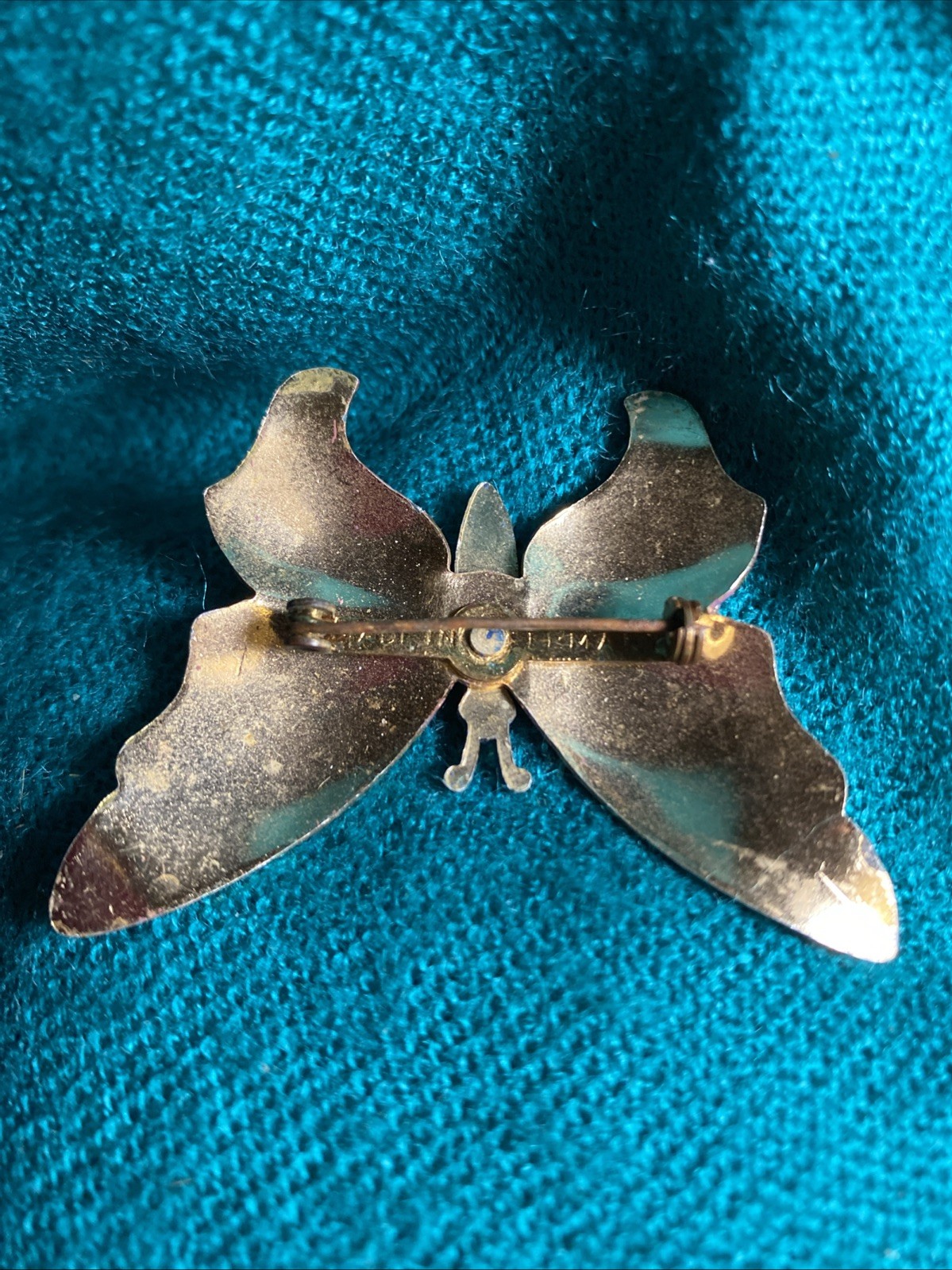 Vintage Butterfly Metal Pin with Safety Clasp Made In Germany