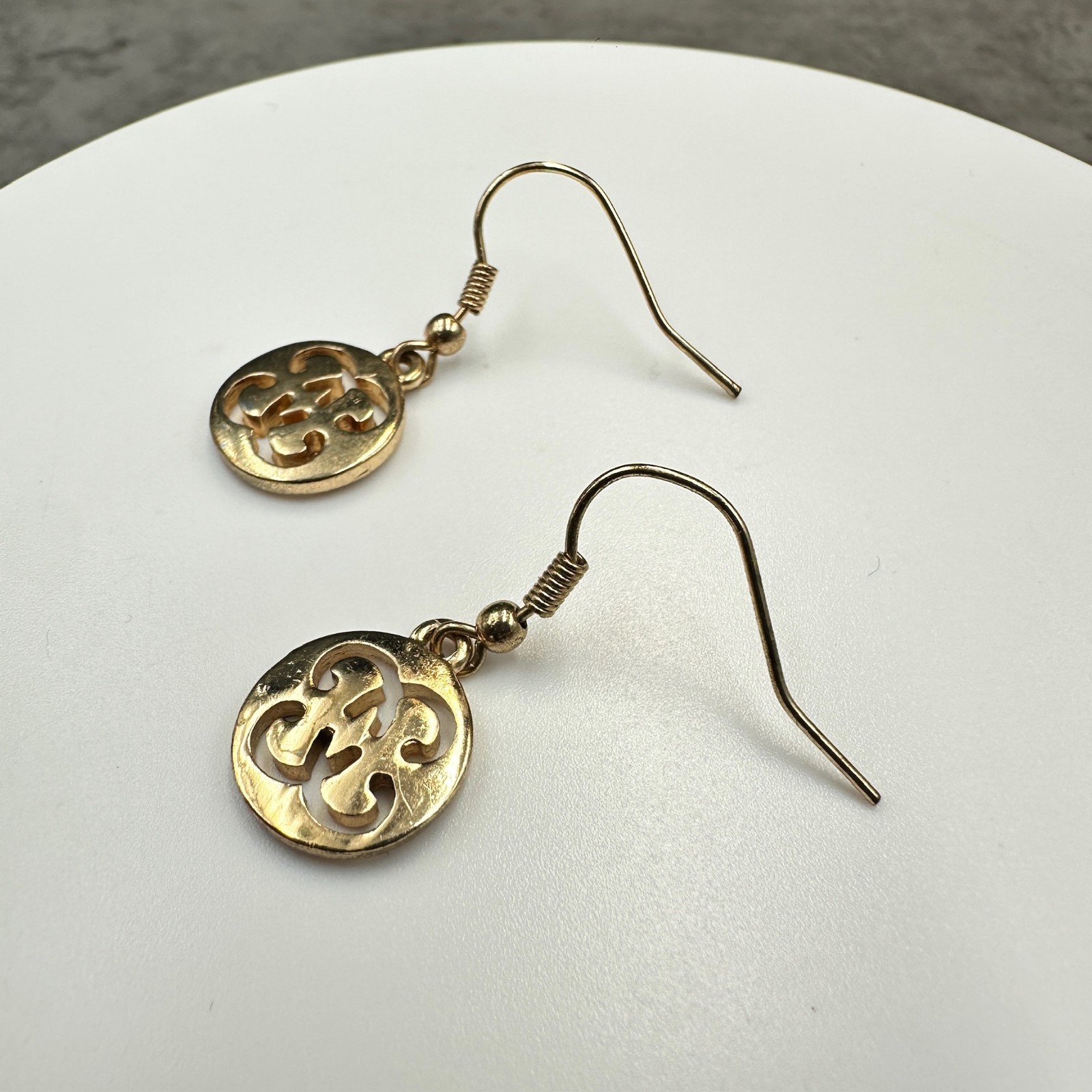 Vintage Gold-Tone Spiritual Symbolic Fashion Pierced Hook Dangle Drop Earrings
