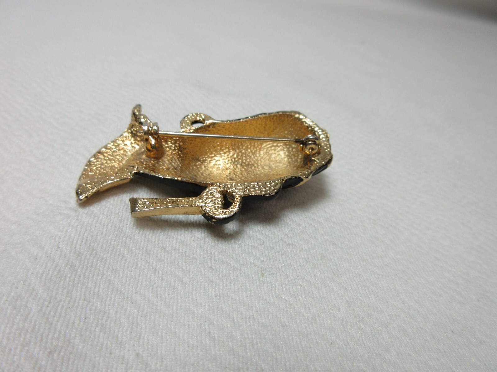 VINTAGE LADY BROOCH PIN GOLD TONE WITH ENAMEL & RHINESTONES RARE #53
