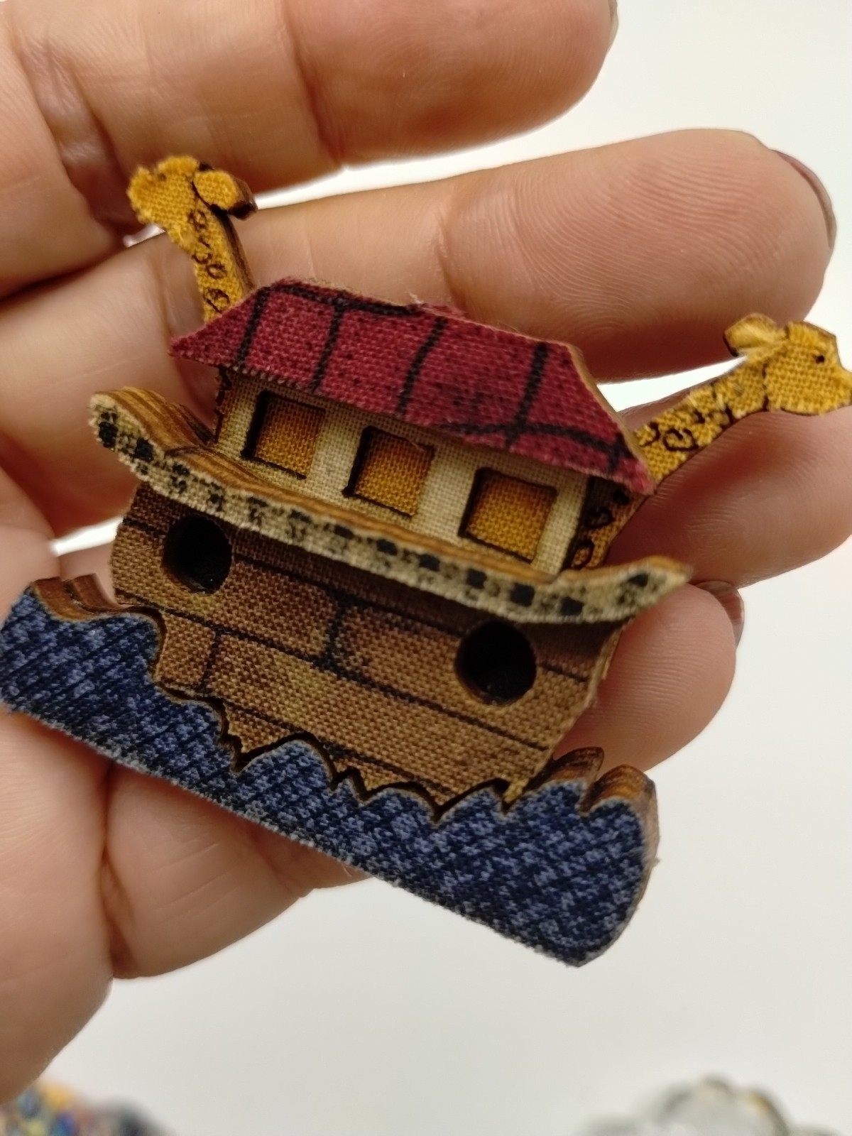 Set Of 2 Vintage 1980s Handmade Noah’s Ark Brooch Pins