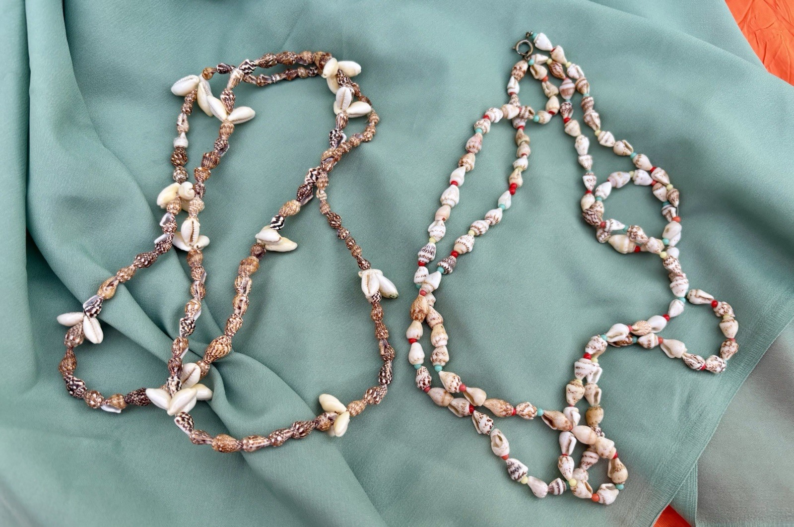 TWO Vintage Sea Shell Necklaces Boho Beach Theme