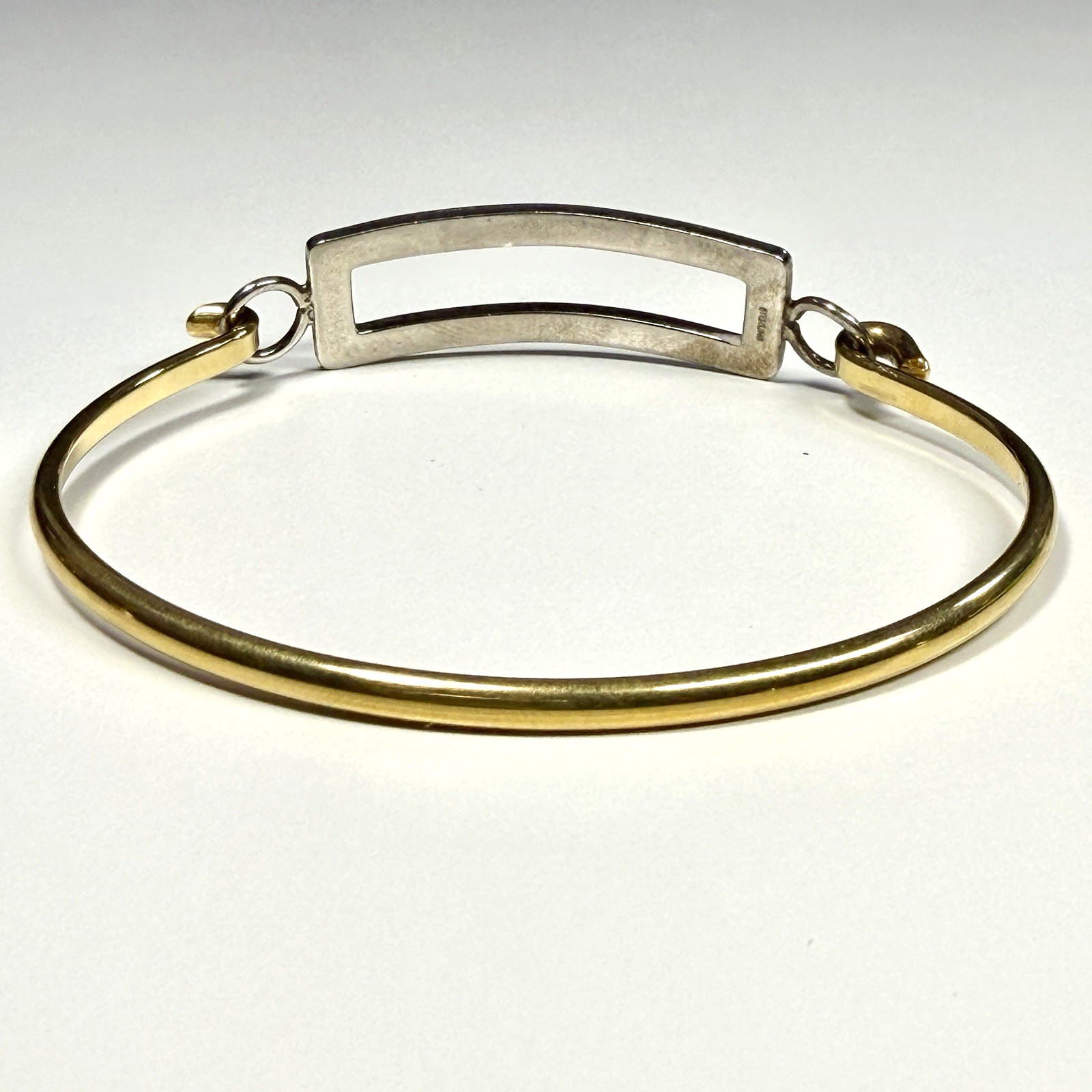 Vintage Sterling Silver & 12K Gold Filled Hinged Bangle Bracelet Open Panel MCM
