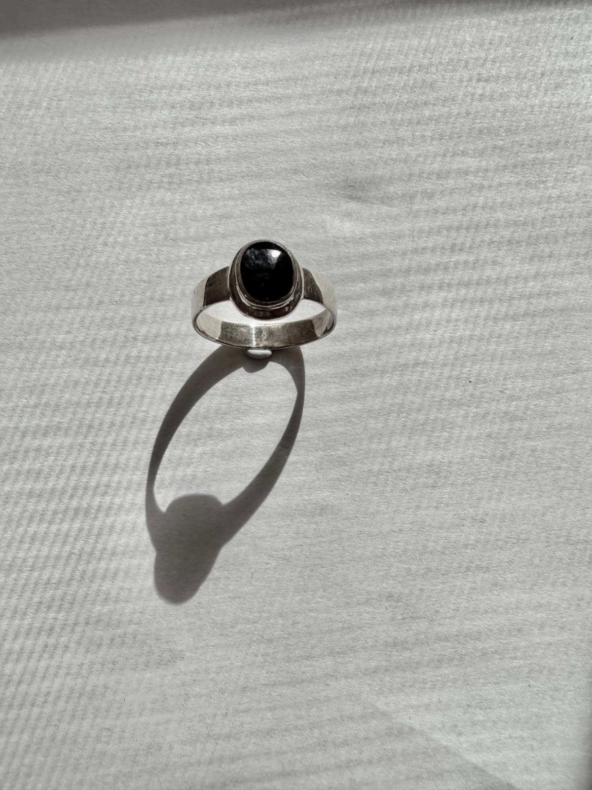 Vintage CW Charles Winston 925 Sterling Silver Black Onyx Ring Size 8.25