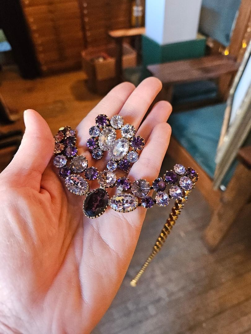 Lavender Purple and Blue Vendome Necklace and Earrings Set 1950s
