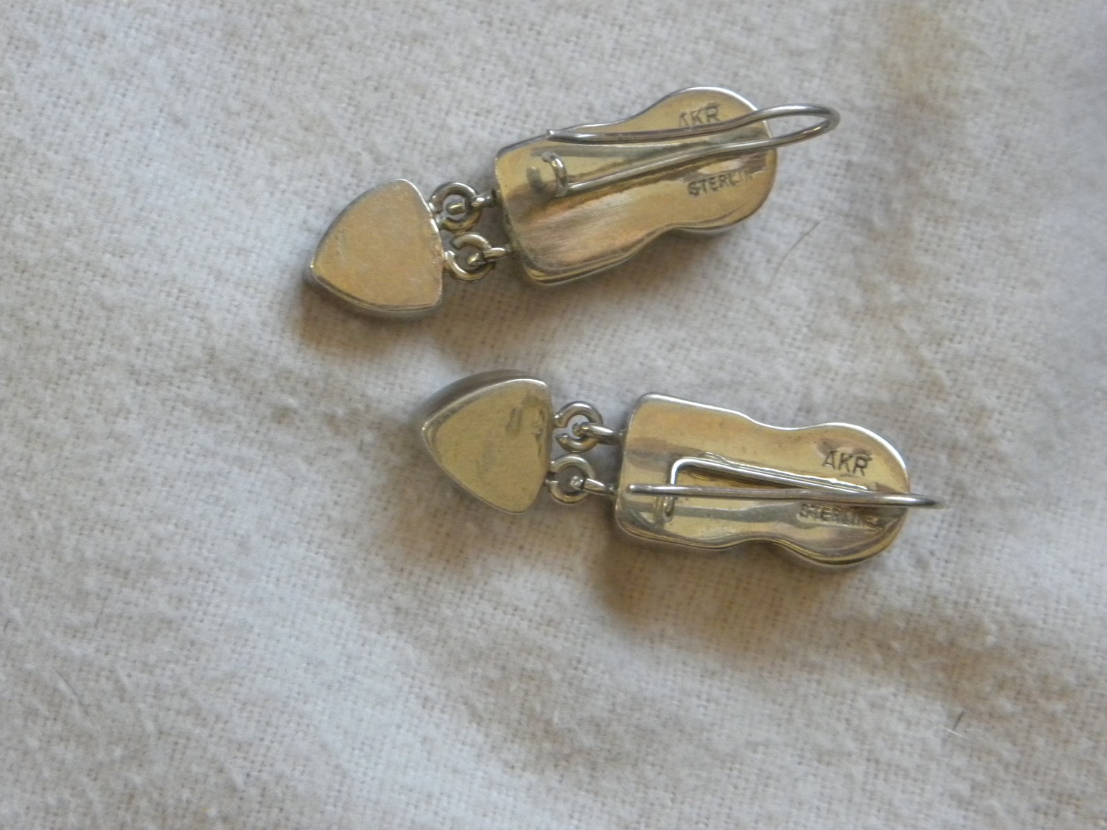 Vintage Amy Kahn Russell Sterling Silver Red Garnet Earrings Signed 1-1/2″