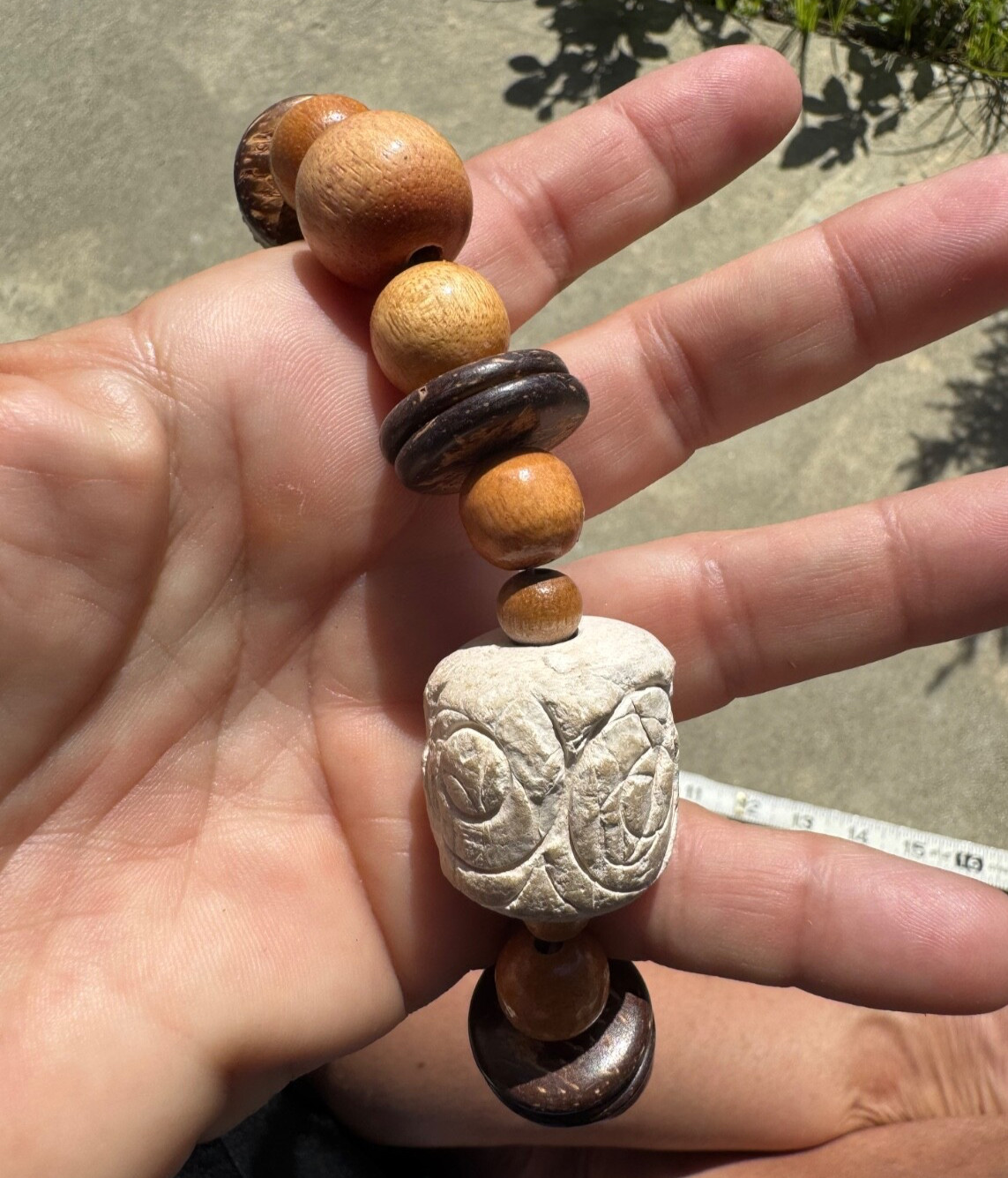 Beautiful ASIAN theme hand crafted wooden Beaded Necklace 17″