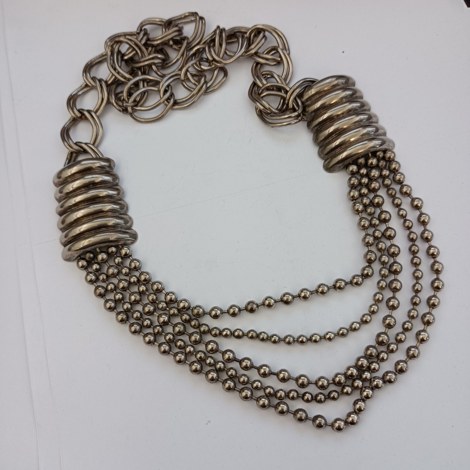 Statement Necklace Coiled Industrial Mechanical Massive Heavy Brutalist Chunky