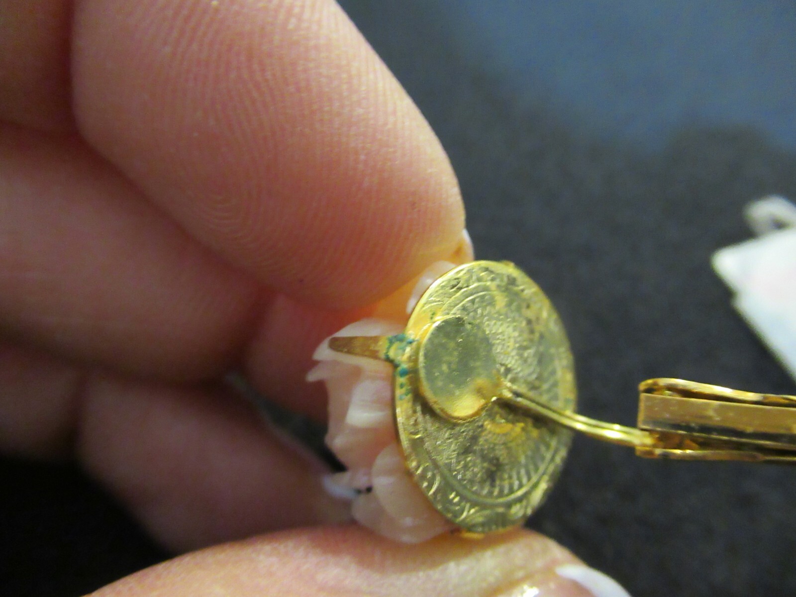 Vendome Gold Tone Enamel Rose Flower Clip On Adjustable Earrings NOS