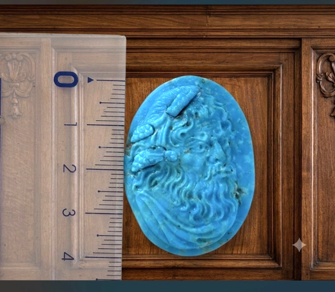AMAZING ORIGINAL TURQUOISE CAMEO HANDMADE BACCUS GOD