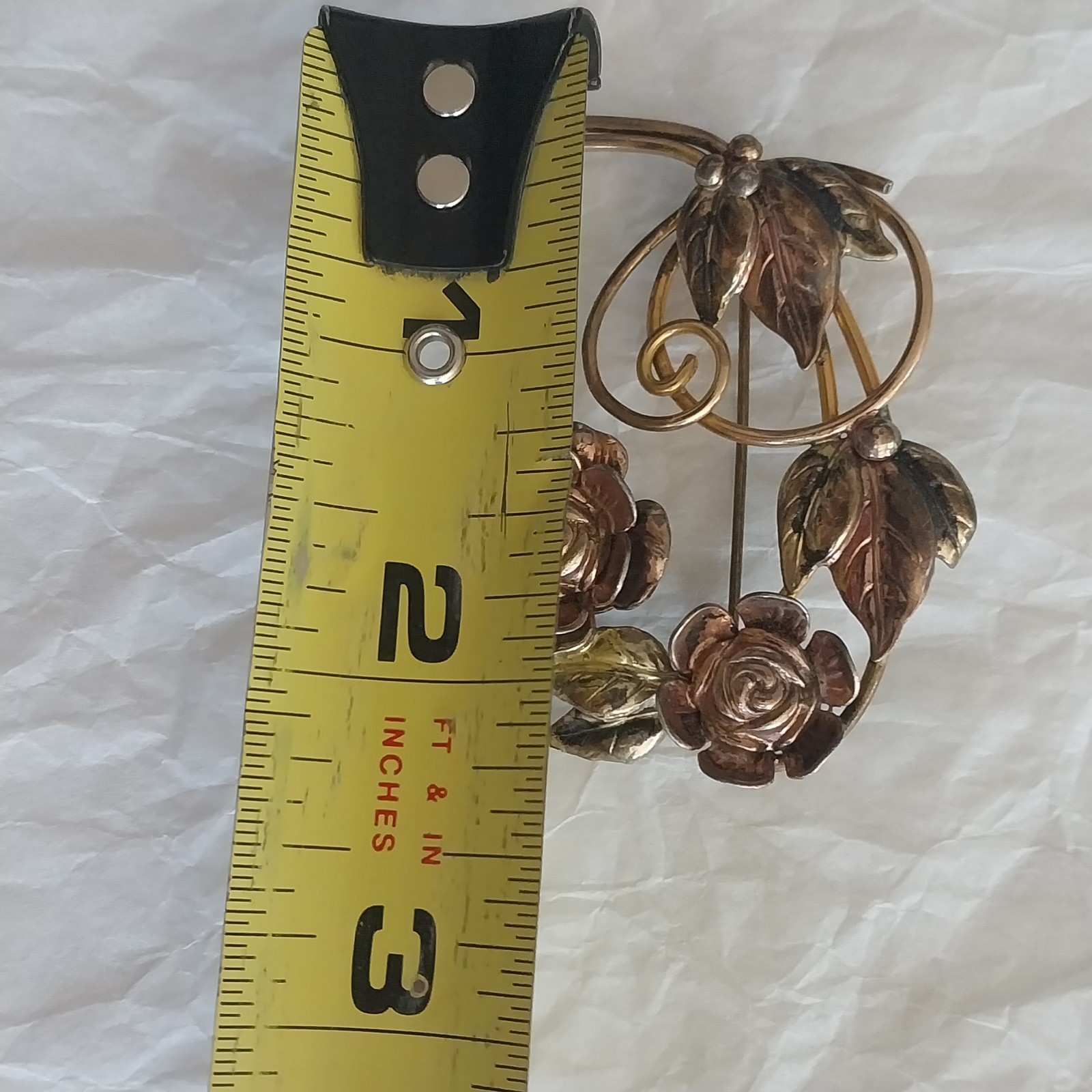 Vtg 1/20 12K GF Gold Filled over Sterling Silver Flower Brooch Pin 2-1/4″
