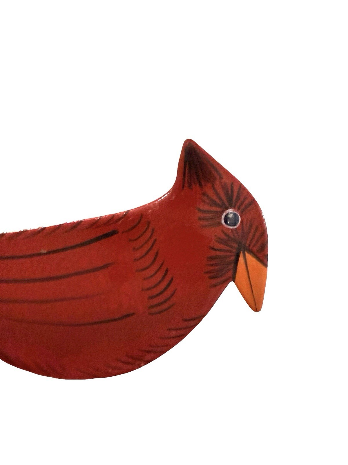Handmade Enamel on Copper Red Cardinal Bird Brooch Pin Artist Signed JZ 1996