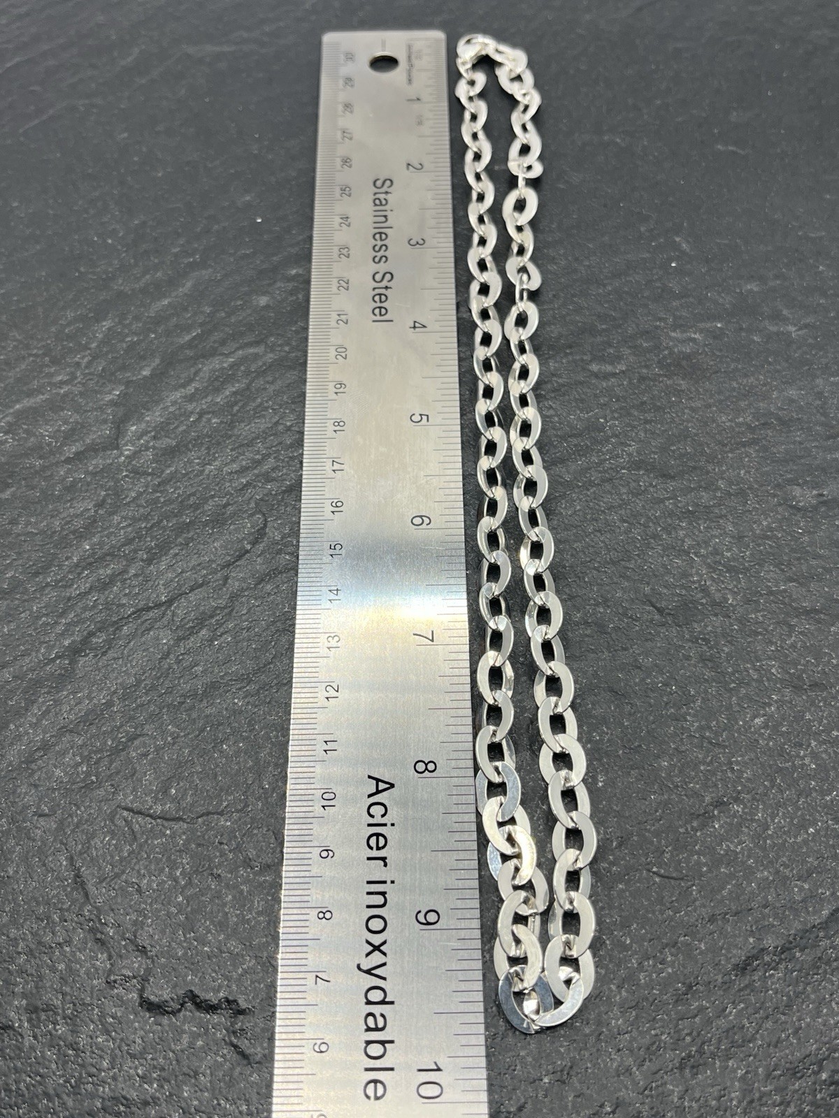 Vintage 925 Sterling Silver Flat Oval Cable Link Chain By PC 20”