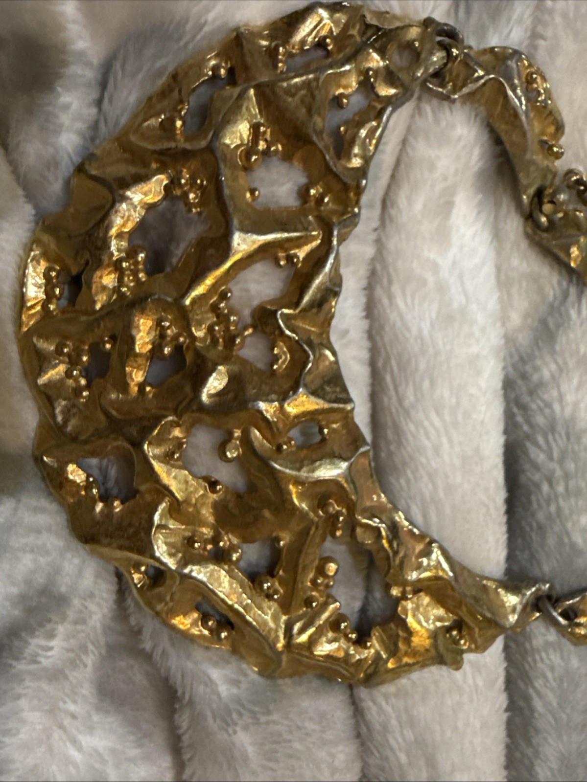 Napier Gold Plate “Melted Metal” Brutallist Eugene Bertolli Design Bib Necklace