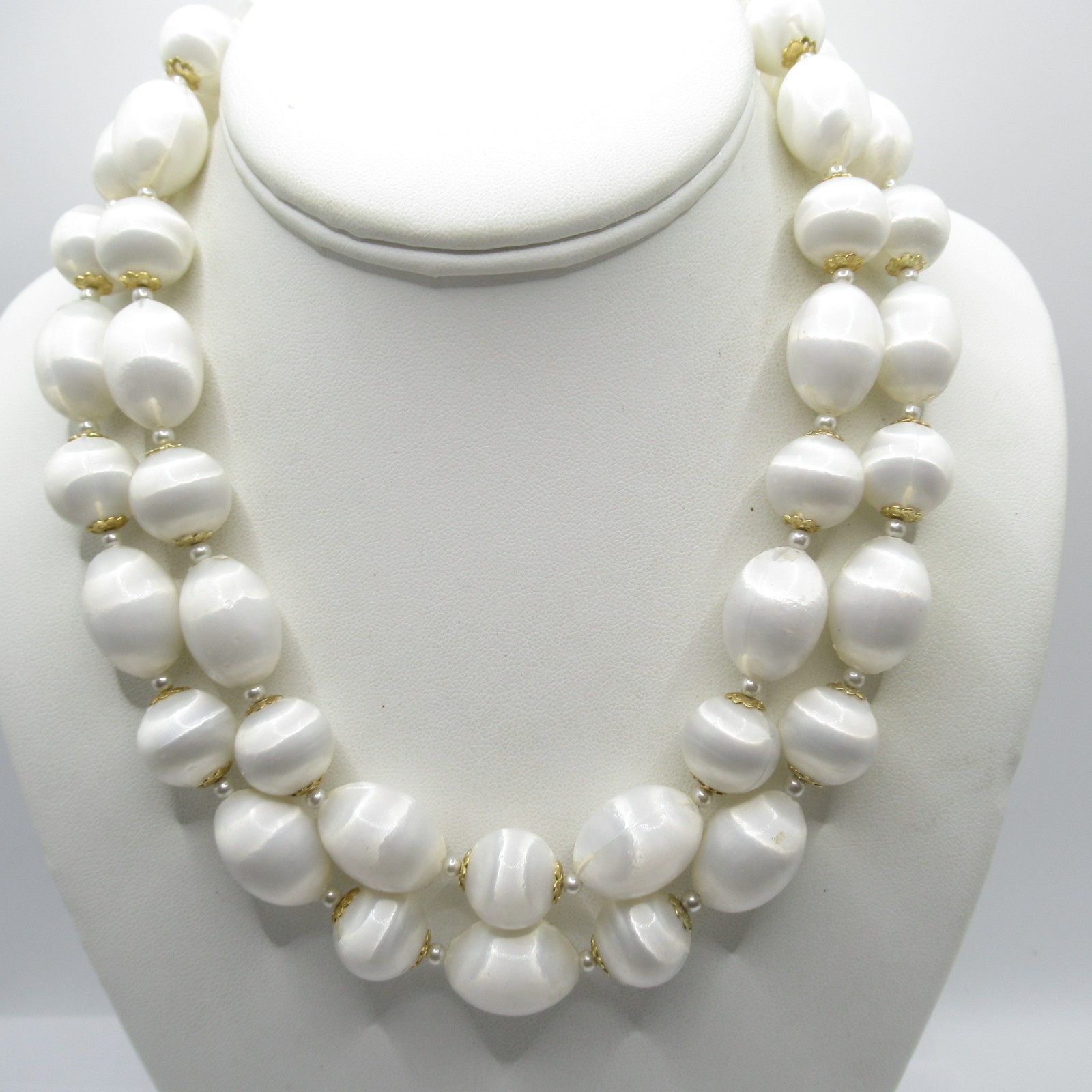 Japan Plastic Double Strand Shimmery Very Light Beaded Necklace MCM