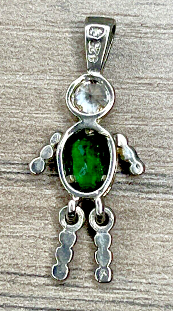 Signed NF Sterling 925 May Birthstone Emerald Green CZ BABY BOY Dangle Pendant