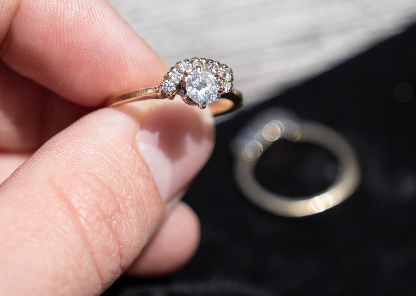 Vintage Old European Cut (OEC) 14K Gold Diamond Cluster Ring Wrap size 6-6.5