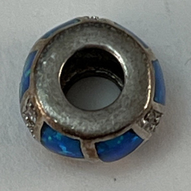 Vintage 925 Sterling Silver Blue Opal Inlay Bead Charm