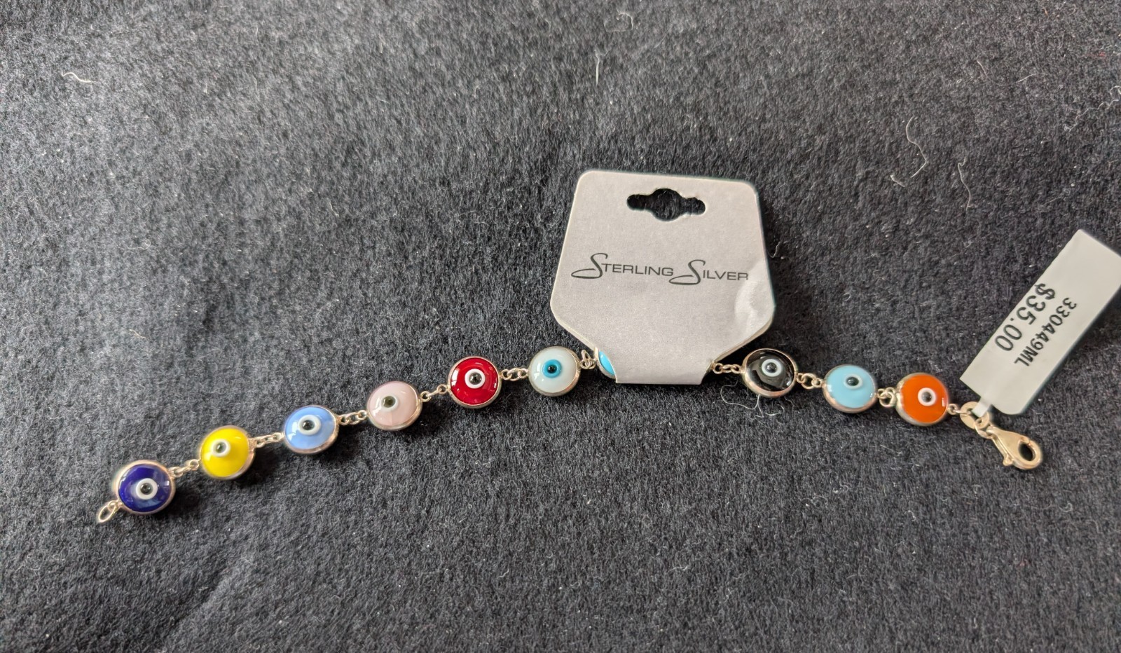 New with Tags 925 sterling silver glass evil guardian eye bracelet size 7.25″