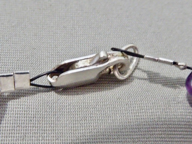 VINTAGE STERLING SILVER LOBSTER CLASP AMETHYST NUGETT GRADUATED NECKLACE