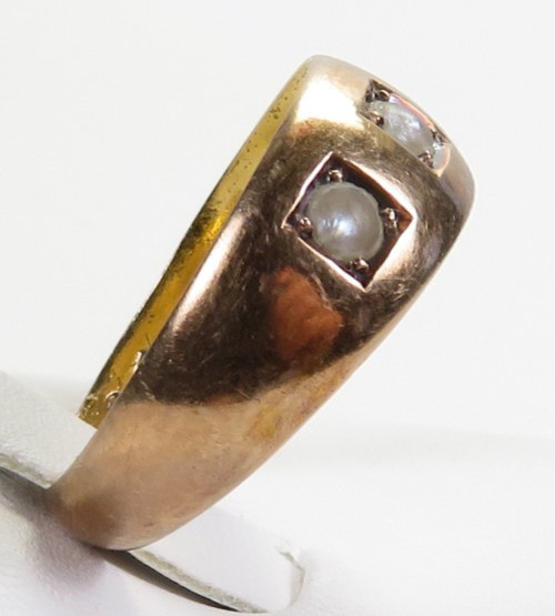 Victorian Seed Pearl Wedding Right Hand Ring 13K Rose Gold Size 7 UK-N1/2
