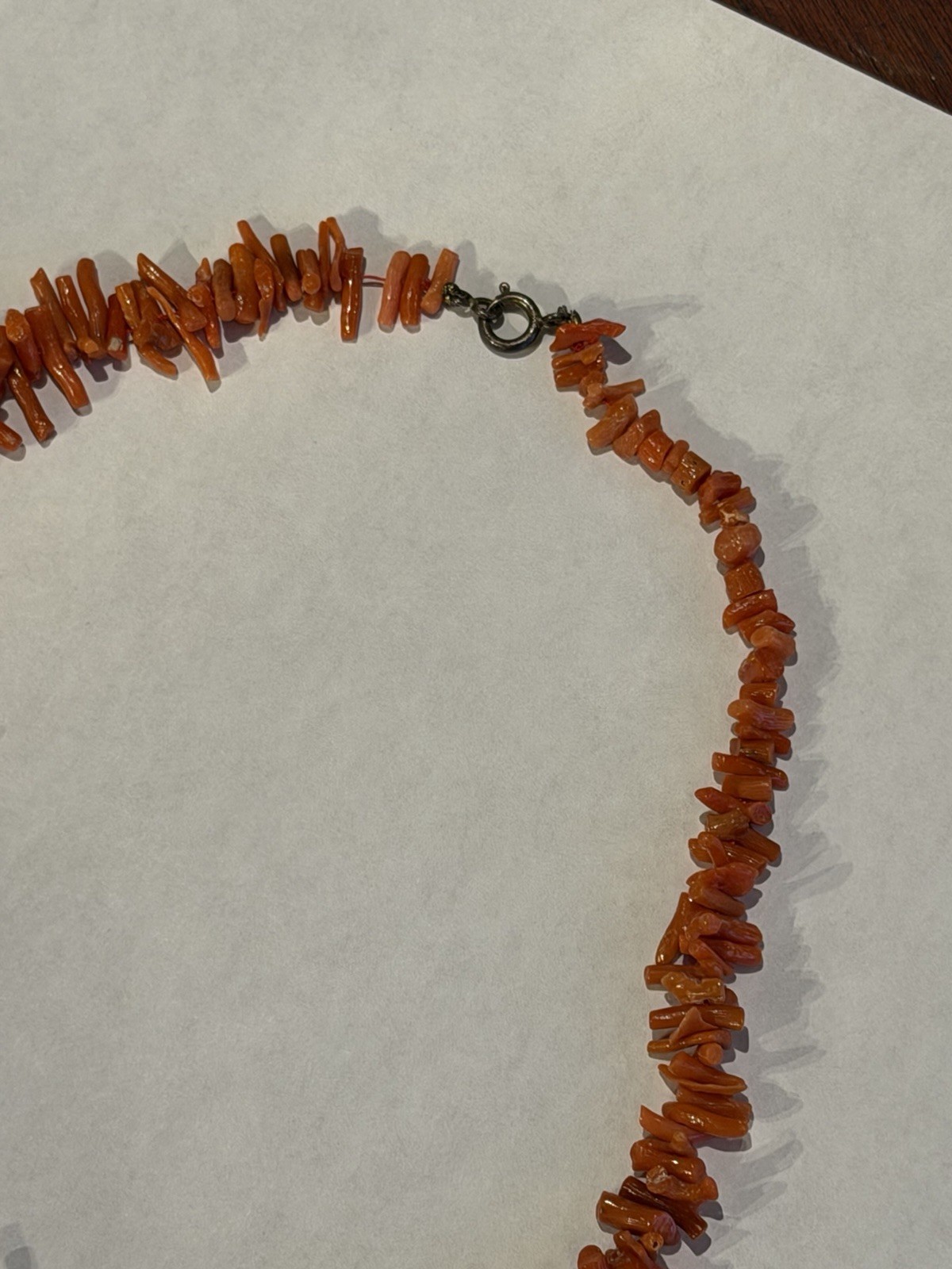 Vintage Genuine Branch Coral Necklace Strand 17” Silver Clasp