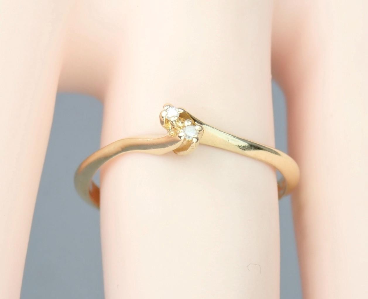 Dainty Vintage Estate Solid 14K Gold SAMUEL AARON Diamond Toi Et Moi Ring NY 6.5