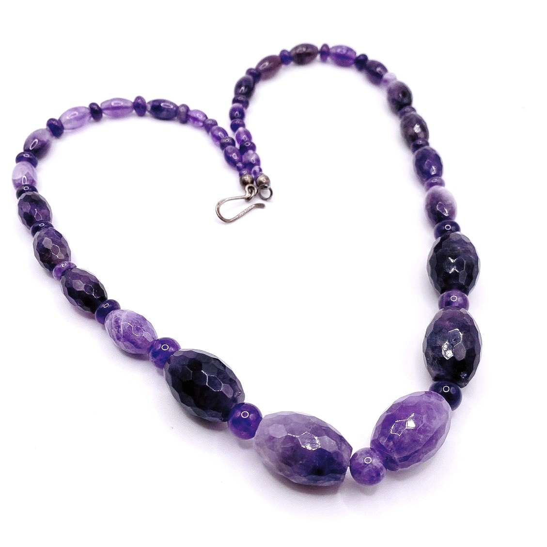 Desert Rose Amethyst Bead Sterling Silver Necklace 22”