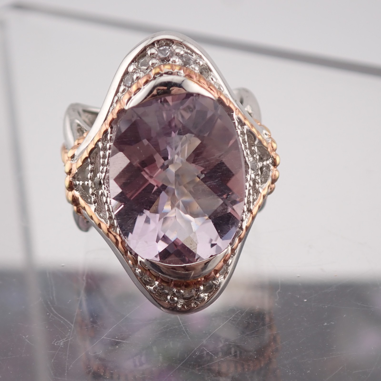 VTG Michael Valitutti NH Purple Cushion Cut Amethyst Sterling Silver Size 5 Ring