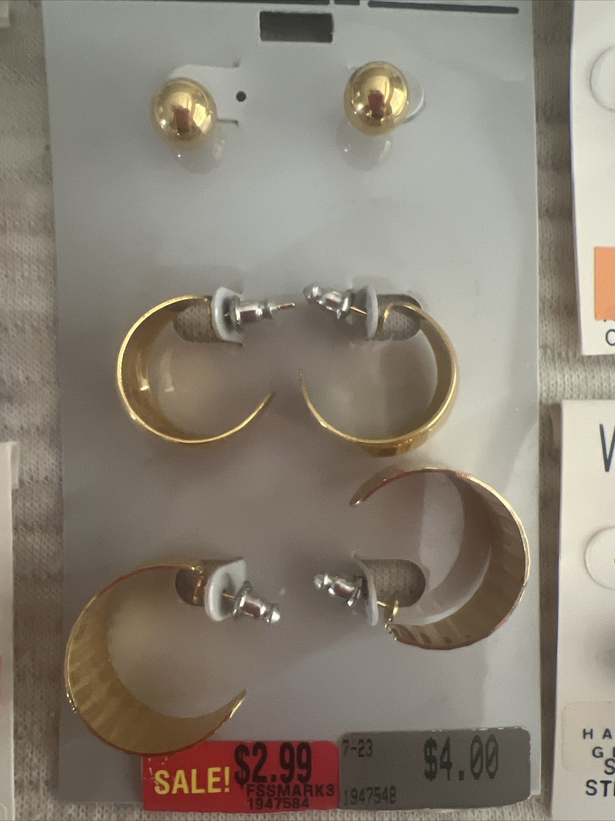 Vintage 90s White stag Earring Lot Wal-mart Pearl Crystal Glass Lot Of 5 ..