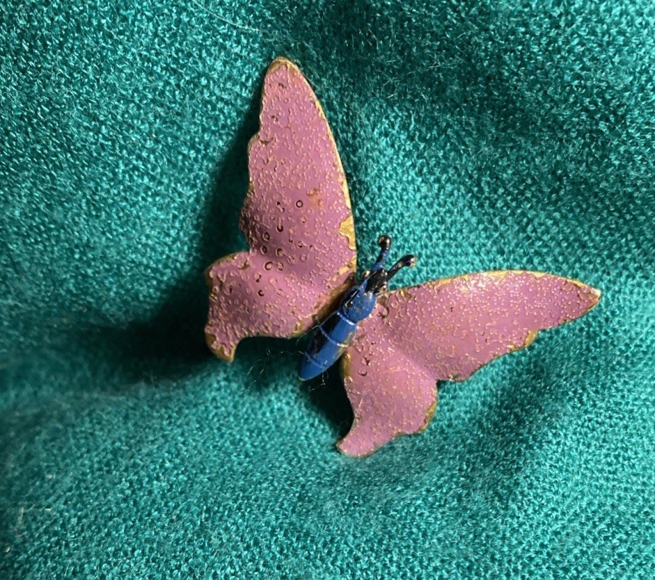 Vintage Butterfly Metal Pin with Safety Clasp Made In Germany