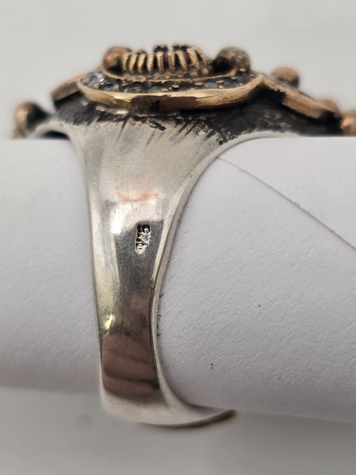 Vintage High Quality Costume Jewelry Ring Stamped 925 Size 8-1/4 Metal Gemstone